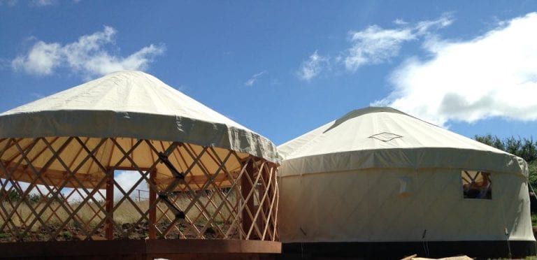 Putting up yurts